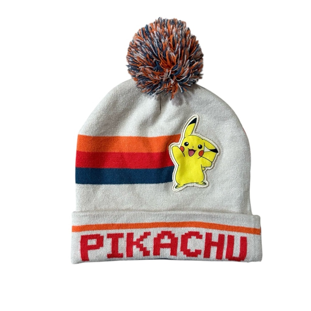 Pikachu Youth Knit Beanie with Pom Pom